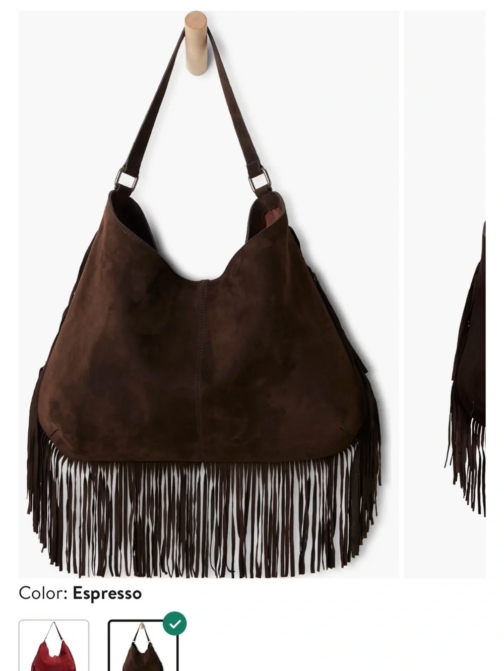 BNWT Free People Espresso Suede Fringe Shoulder Bag